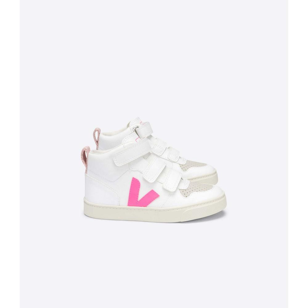 Kids\' Veja V-10 MID CWL Shoes White/Pink | SG 798XYU